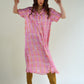 pink pattern shirt dress silk